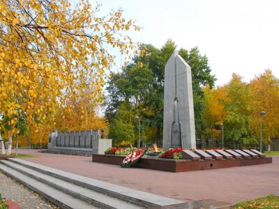 Мемориал открыт 8 сентября 1968 года на площади перед кинотеатром «Октябрь» в районе улиц Просвещения — Гагарина. Автор проекта — участник войны, художник В. Стародумов. Комплекс включает в себя памятники «Борцам за Советскую власть» и «Сургутянам, павшим на фронтах Великой Отечественной войны»